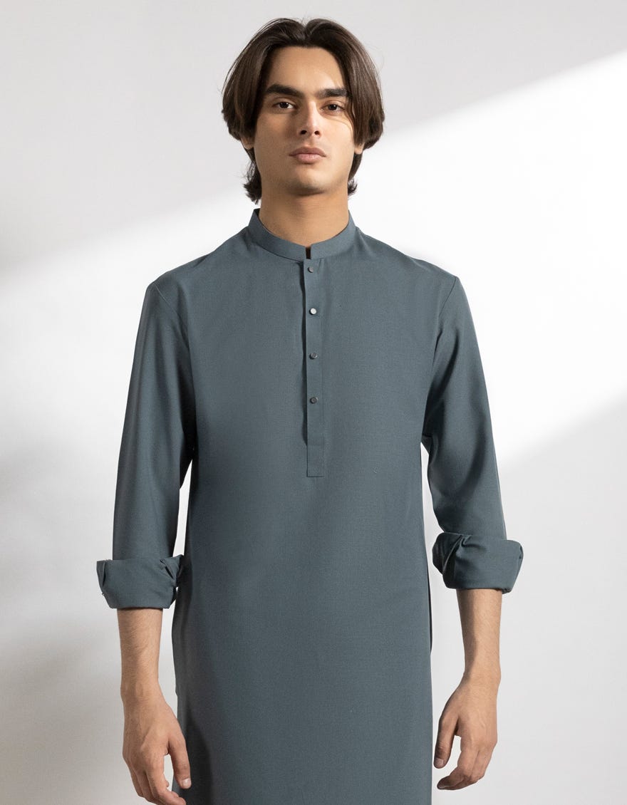 BLUE-GREY BLENDED KAMEEZ SHALWAR