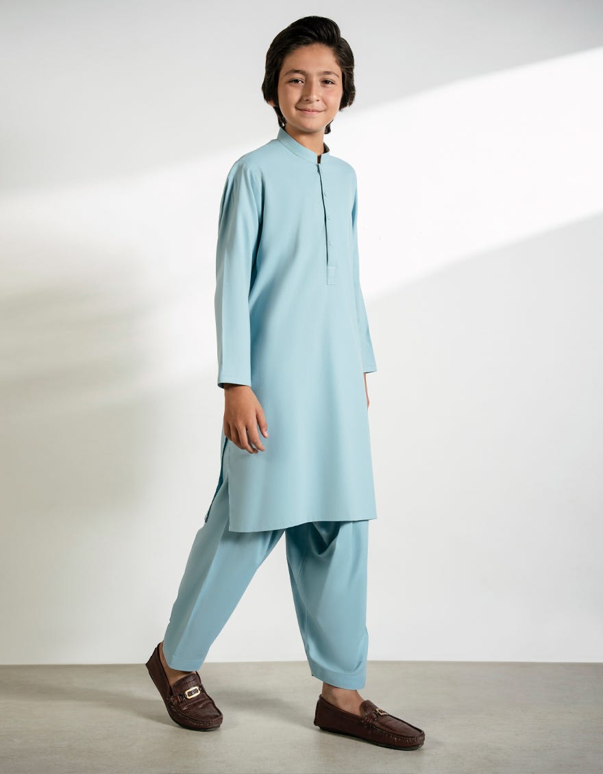 SKY BLUE BLENDED KAMEEZ SHALWAR