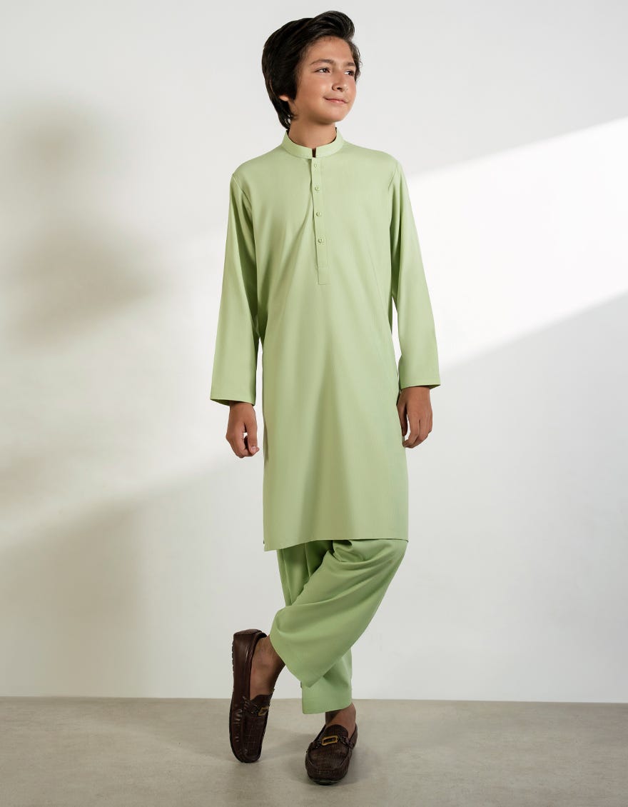 LIGHT GREEN BLENDED KAMEEZ SHALWAR