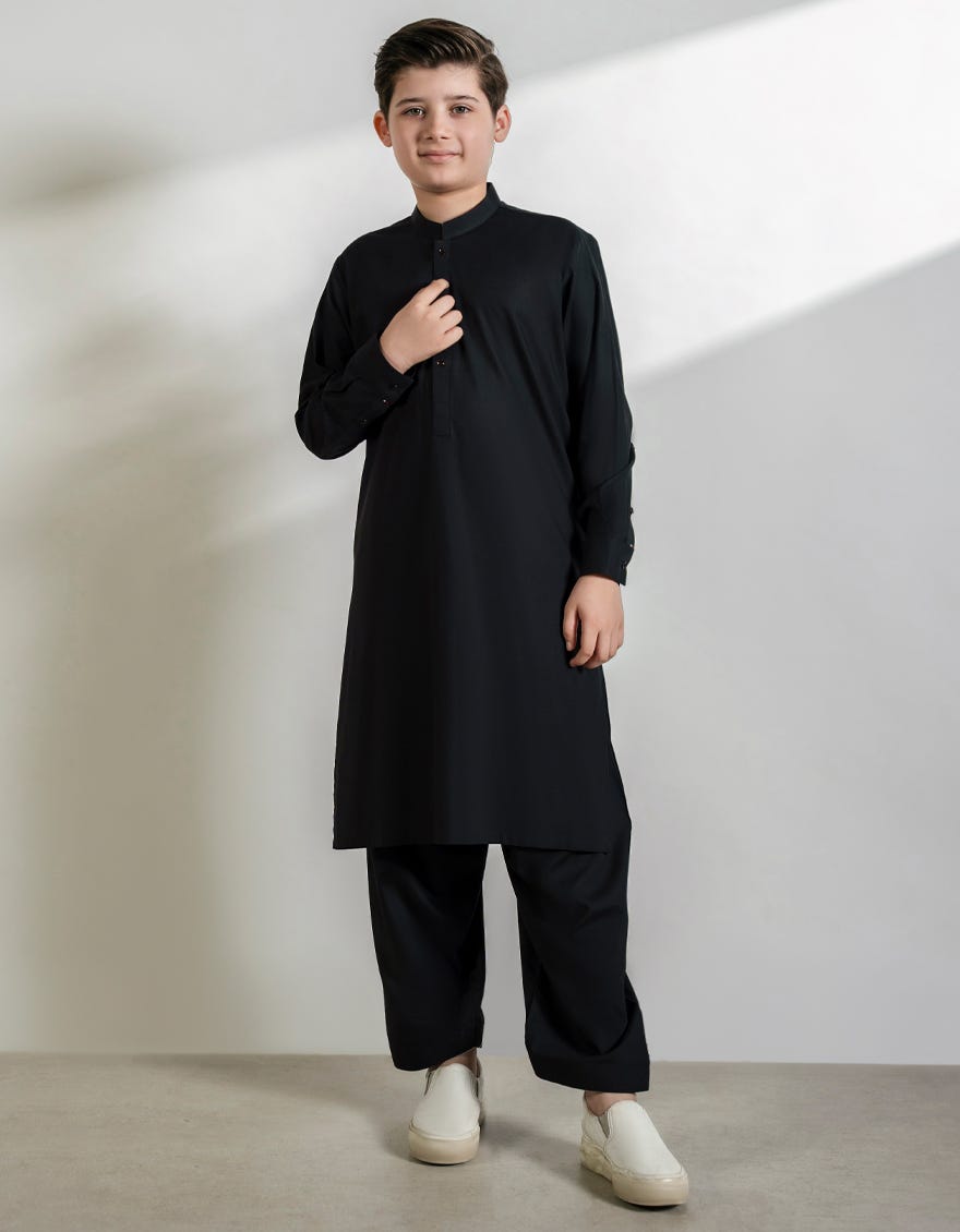 BLACK COTTON KURTA TROUSERS