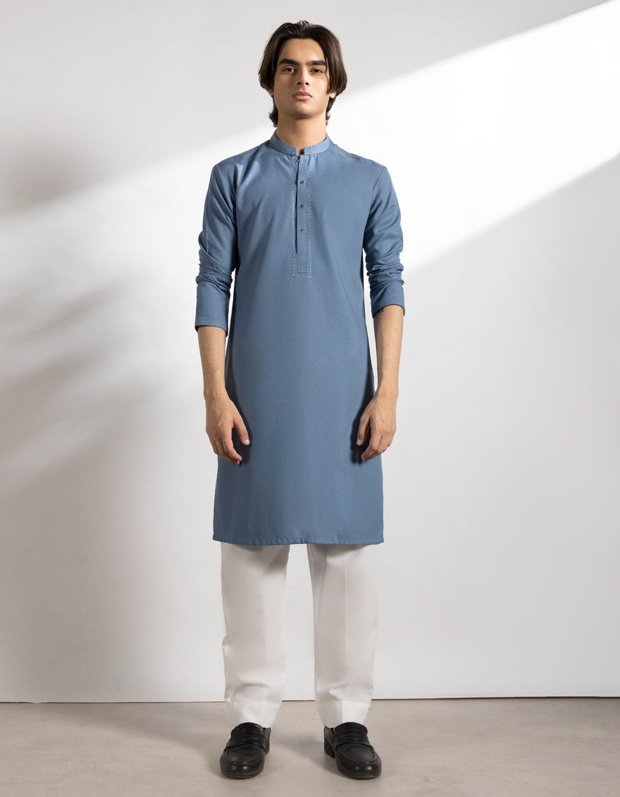 SKY BLUE BLENDED KURTA
