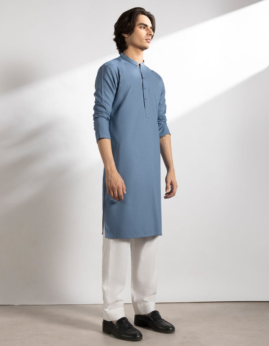 SKY BLUE BLENDED KURTA