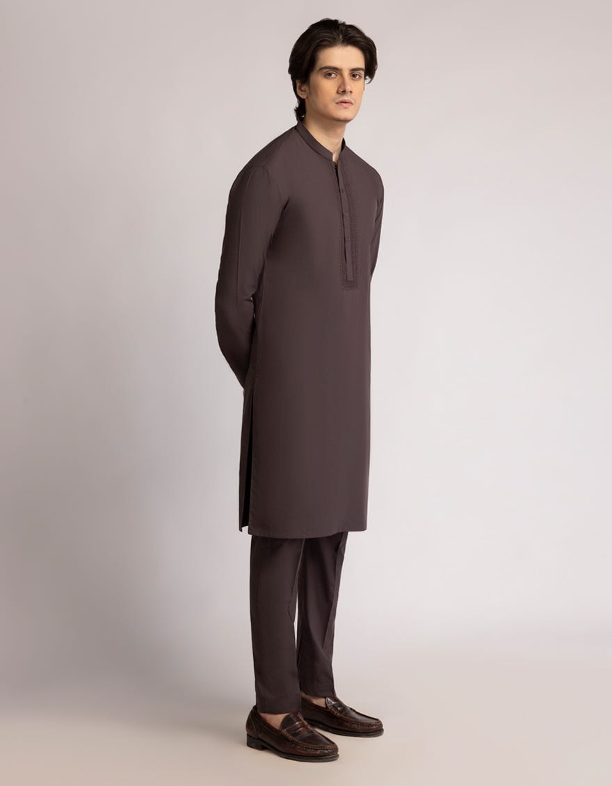 DARK BROWN SEMI FORMAL KAMEEZ SHALWAR