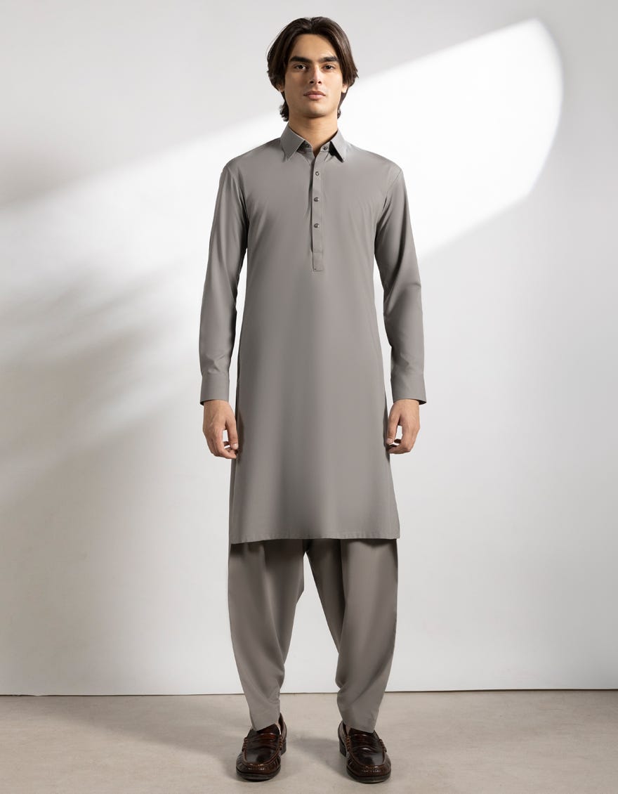 GREY BLENDED KAMEEZ SHALWAR