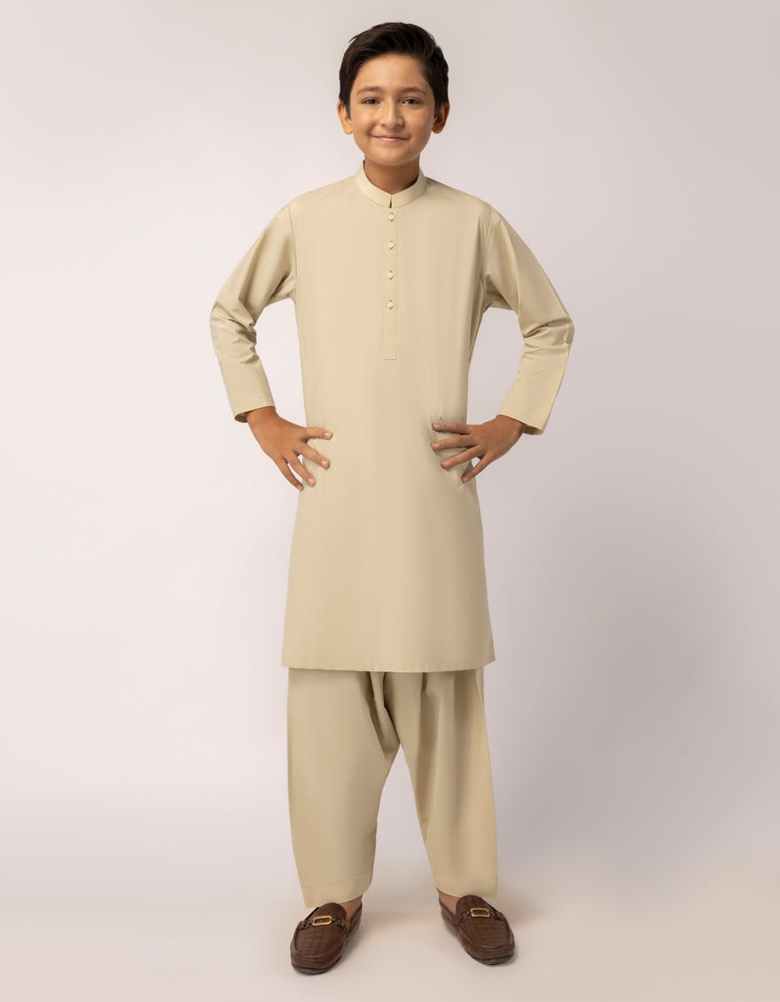 BEIGE BLENDED KAMEEZ SHALWAR