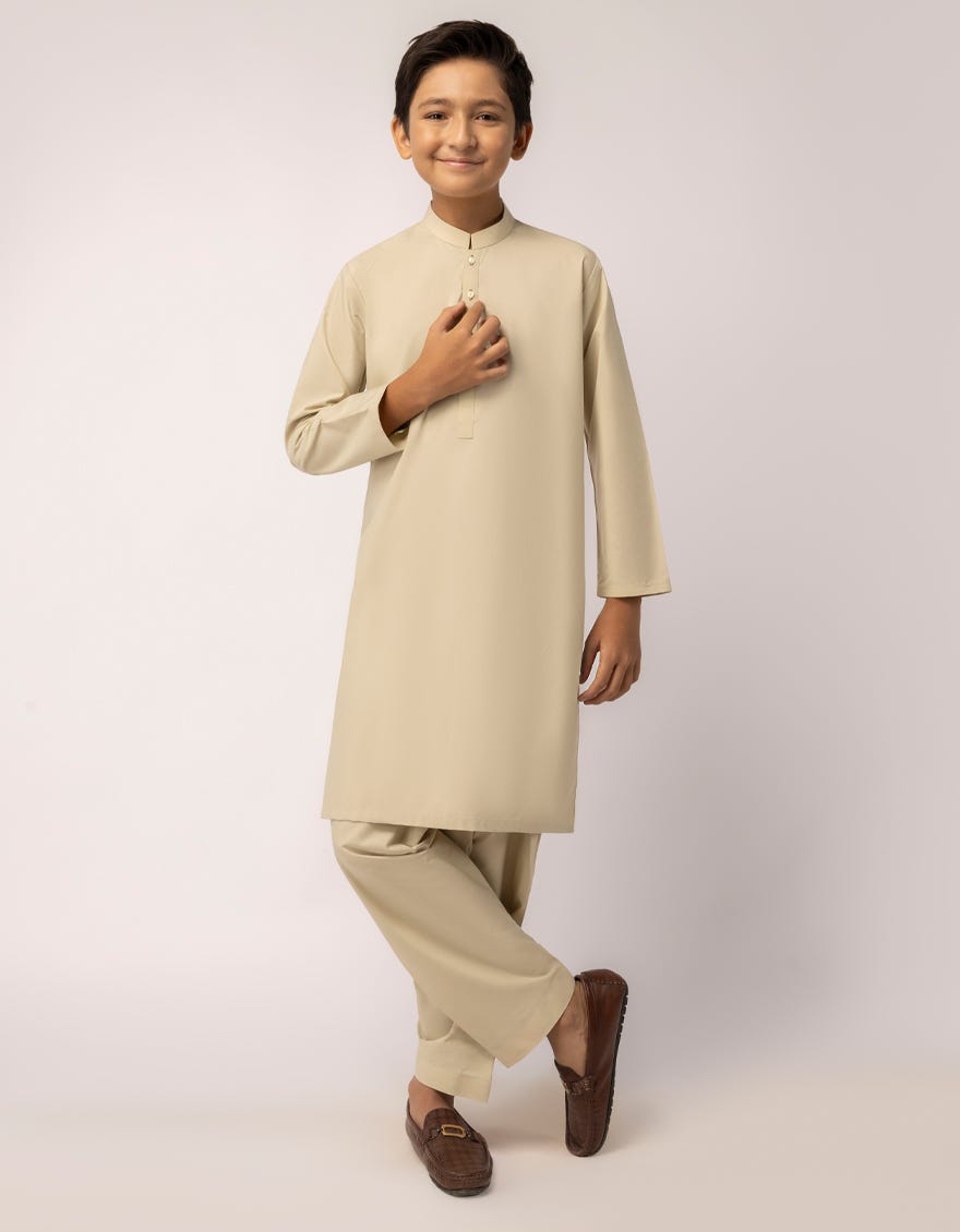 BEIGE BLENDED KAMEEZ SHALWAR