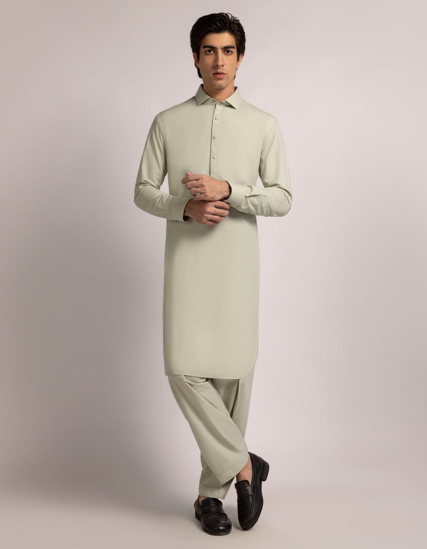 LIGHT GREEN PLAIN KAMEEZ SHALWAR