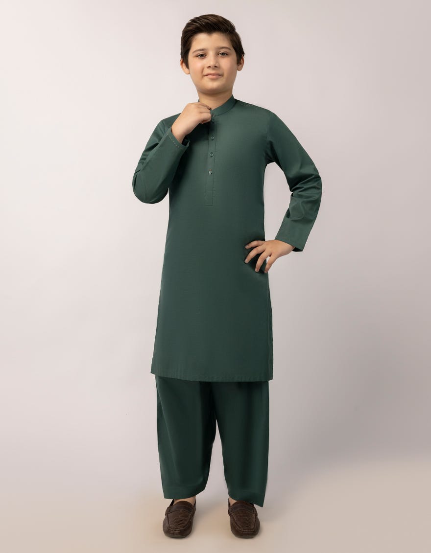 GREEN COTTON KAMEEZ SHALWAR