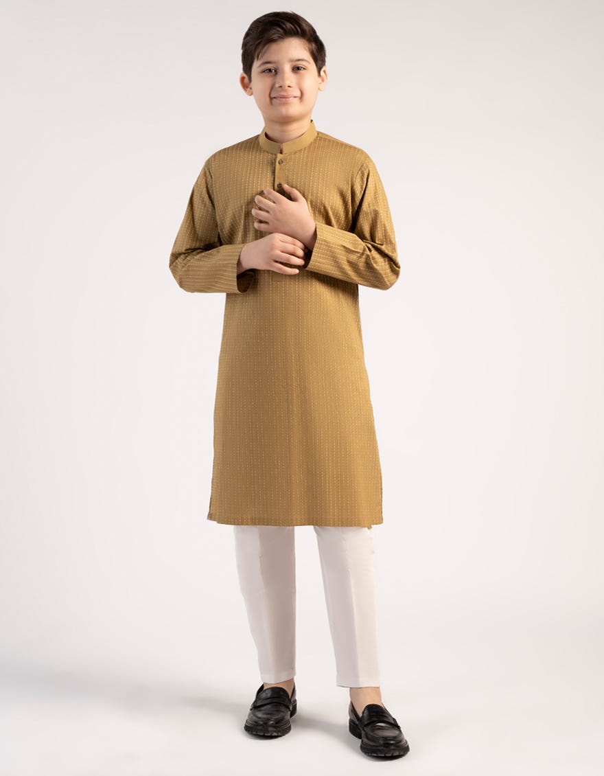 CAMEL BROWN COTTON KURTA