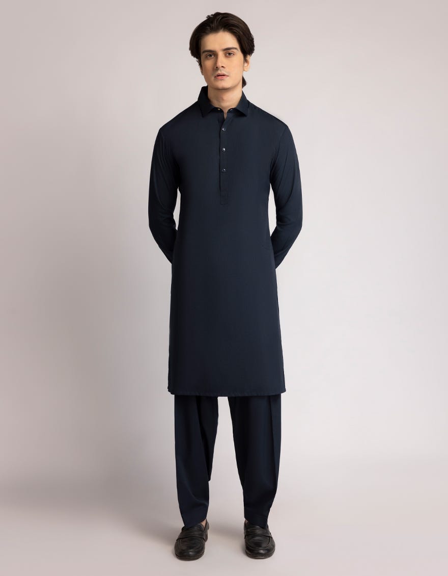 NAVY BLUE PLAIN KAMEEZ SHALWAR