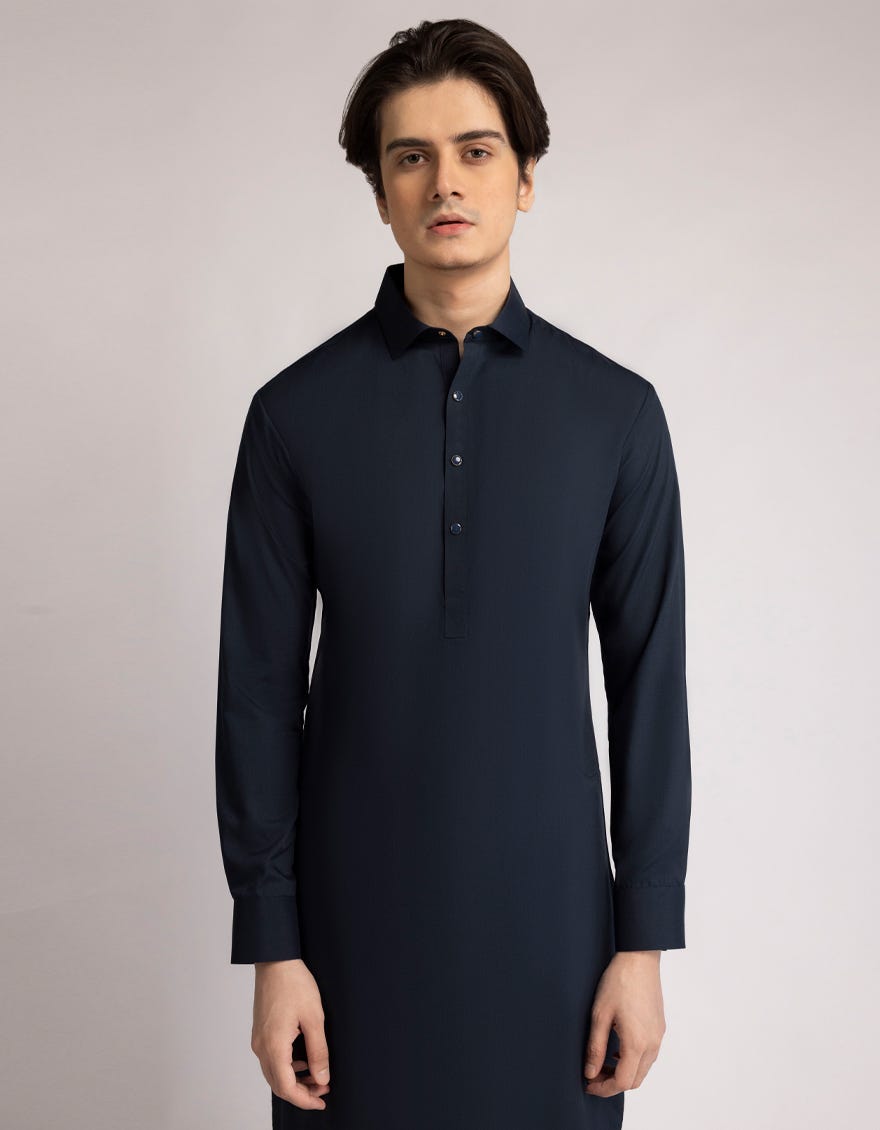 NAVY BLUE PLAIN KAMEEZ SHALWAR