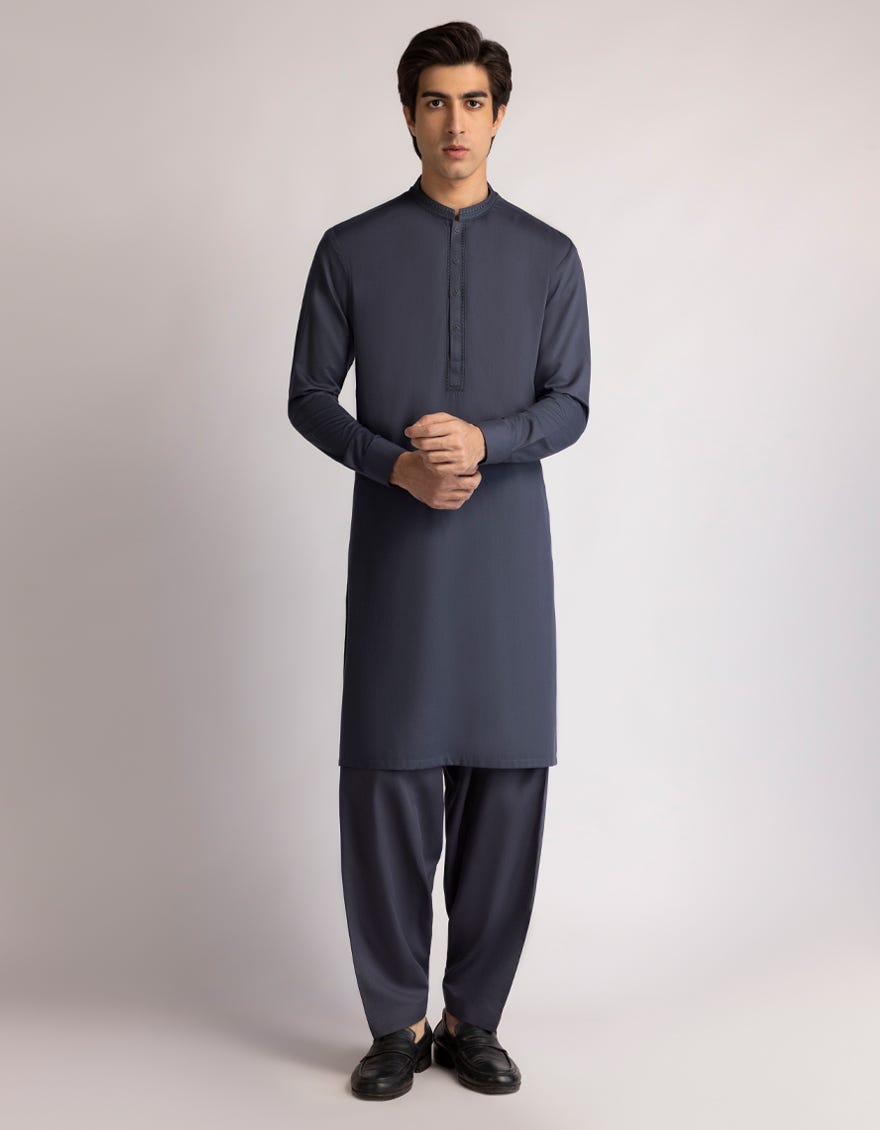 DARK GREY SEMI FORMAL KAMEEZ SHALWAR