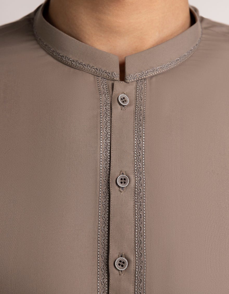MUD BROWN SEMI FORMAL KAMEEZ SHALWAR