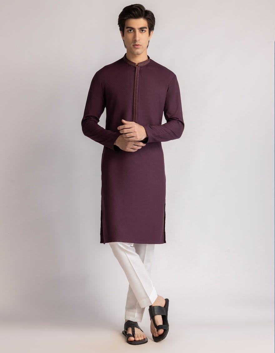 DARK MAROON SEMI FORMAL KURTA