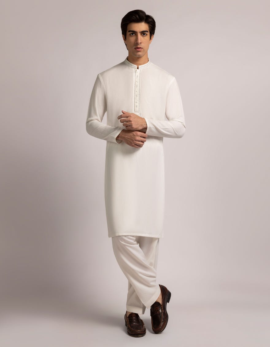 WHITE FORMAL KAMEEZ SHALWAR