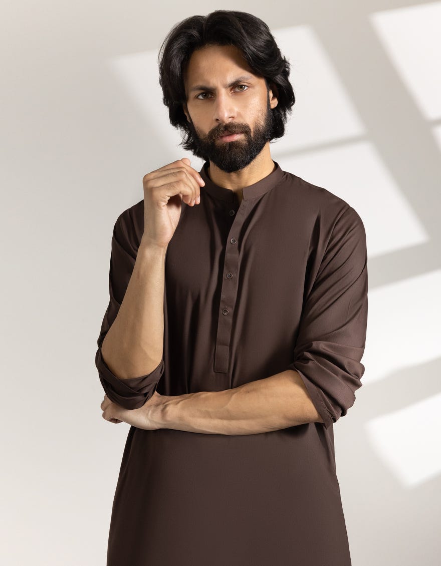 BROWN BLENDED CASUAL KAMEEZ SHALWAR