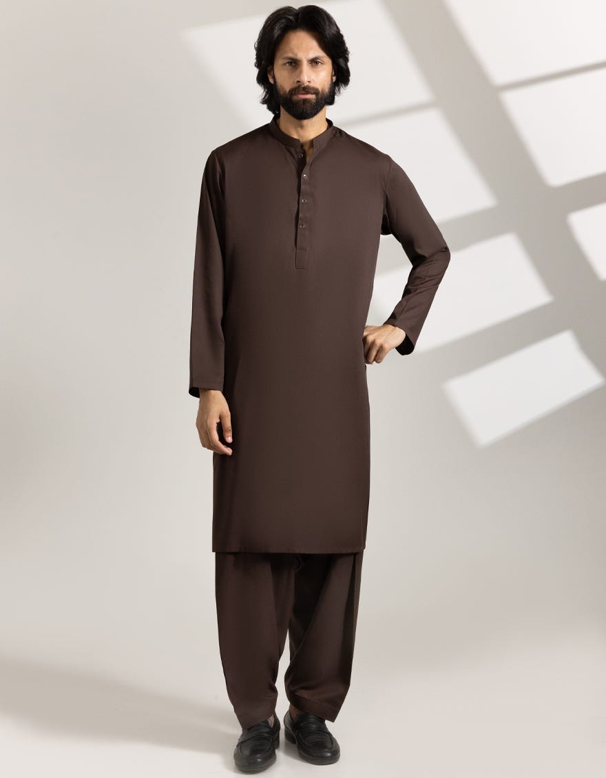 BROWN BLENDED CASUAL KAMEEZ SHALWAR