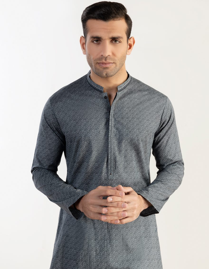 Grey Cotton Men's Kurta | Jjk-S-47013
