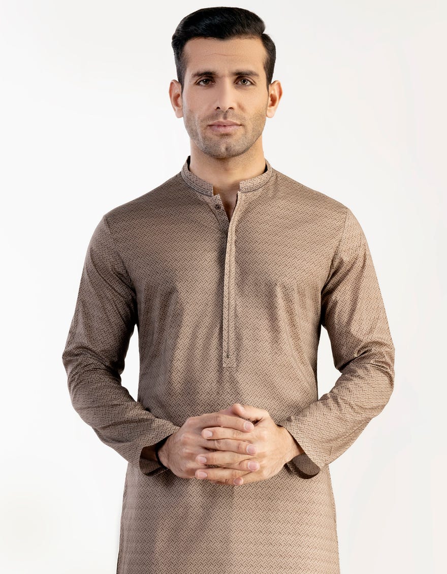 Beige Cotton Men's Kurta | Jjk-S-47019