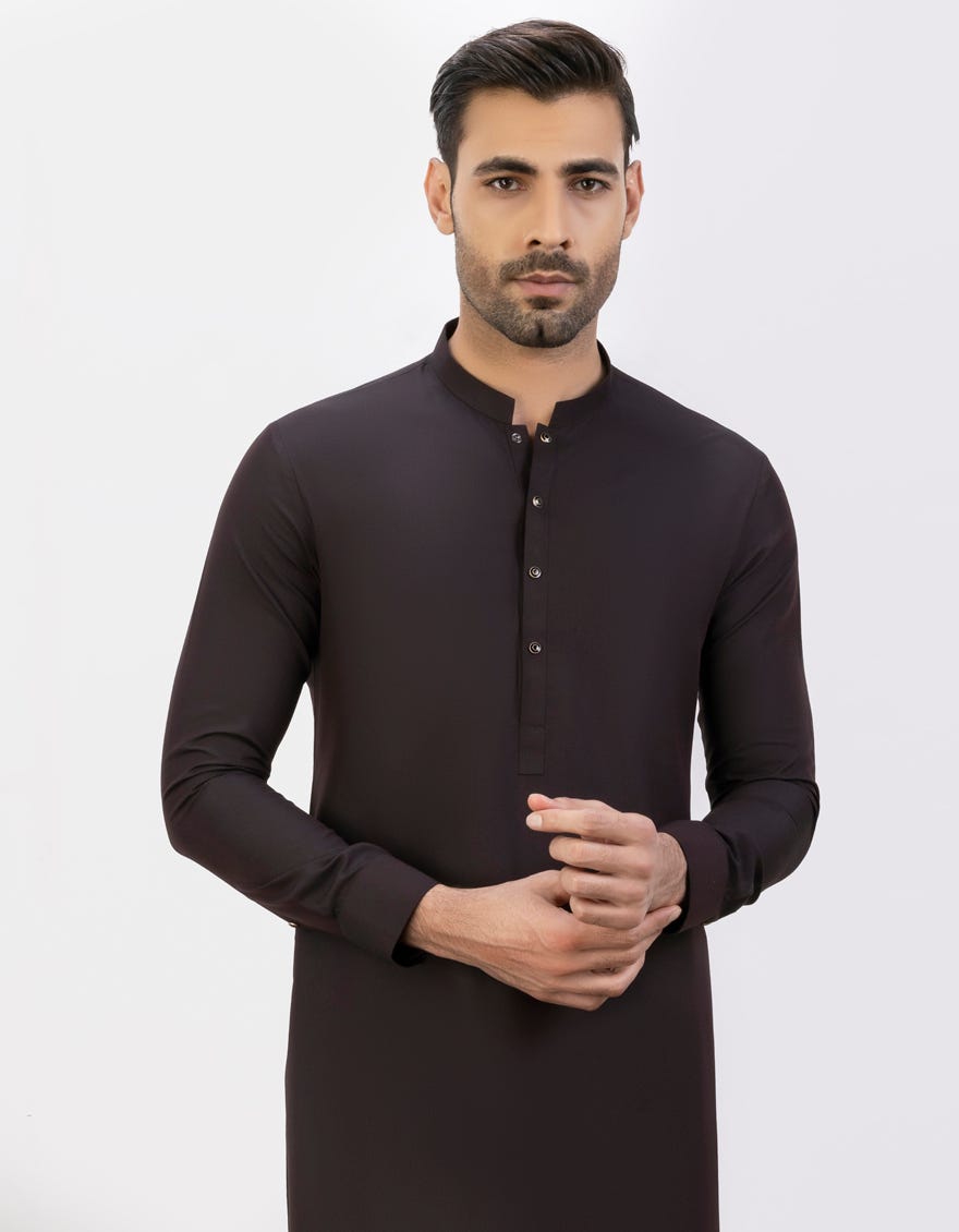 Deep Purple Blended Men's Kameez Shalwar | Jjks-S-47033