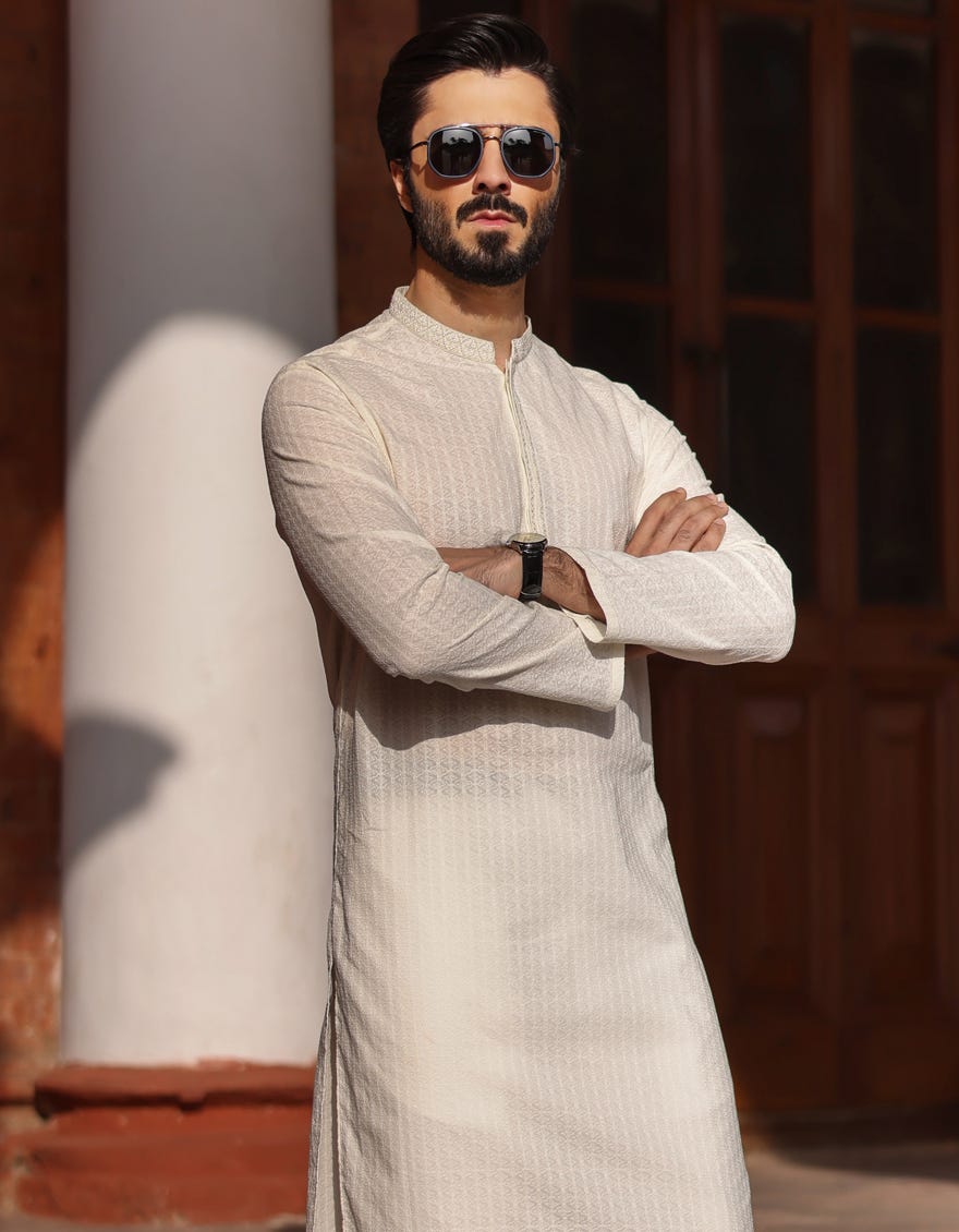 Off White Cotton Men's Kurta | Jjk-A-47042