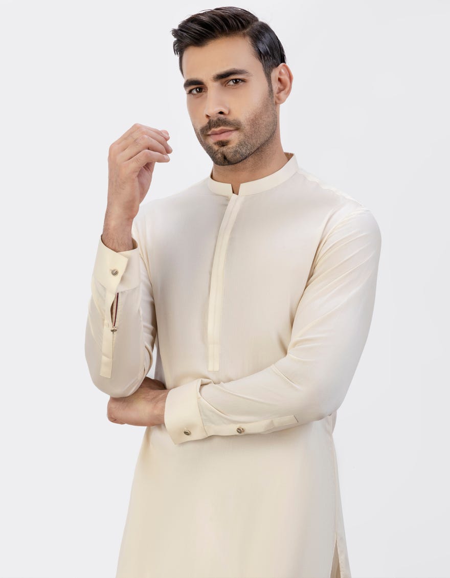 Fawn Cotton Men's Kameez Shalwar | Jjks-S-47046