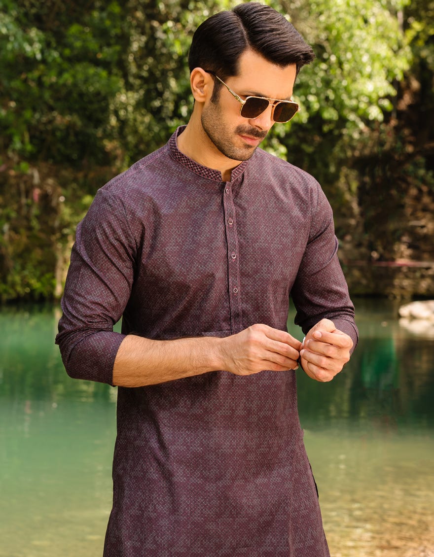 Red Cotton Men's Kurta | Jjk-S-47066