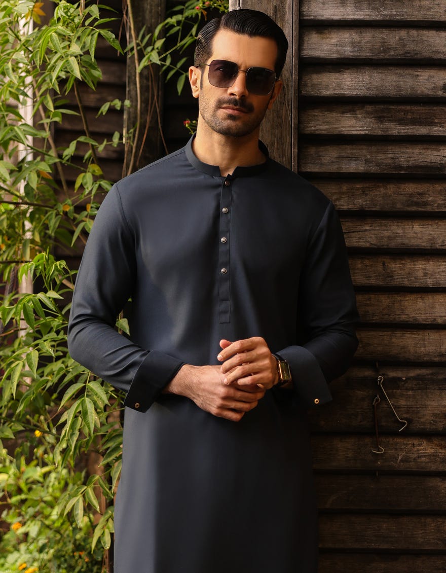 Teal Blended Men's Kameez Shalwar | Jjks-S-47067