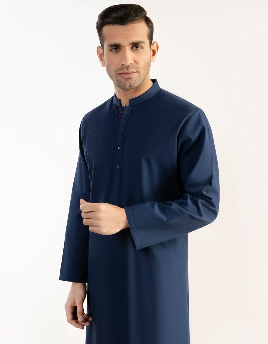 Cobalt Blue Cotton Men's Kurta | Jjk-A-47078