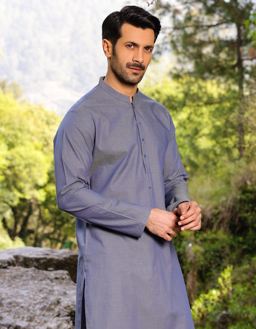 Blue Cotton Men's Kurta | Jjk-A-47094