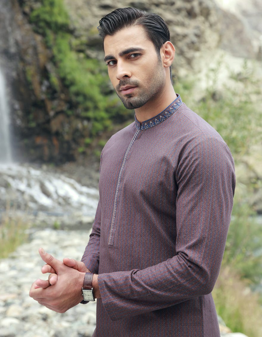 Liver Brown Cotton Men's Kurta | Jjk-W-47134