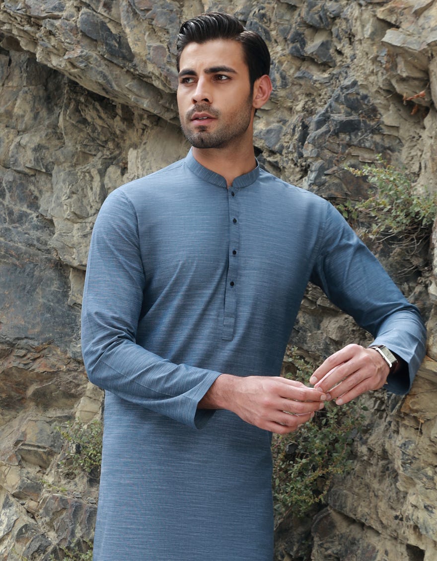 Denim Cotton Men's Kurta | Jjk-S-47141