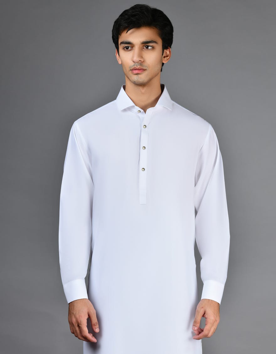 White Blended Men's Kurta Pajama | Jjkp-A-47220