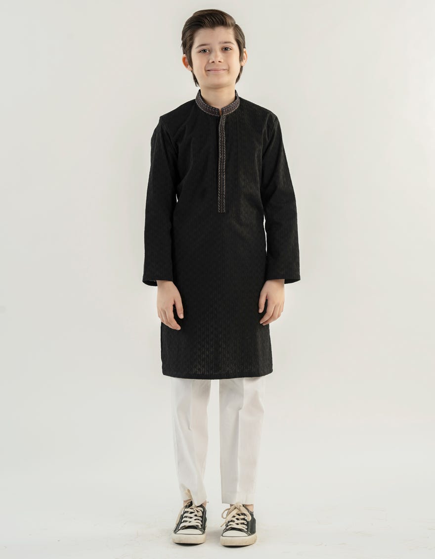BLACK COTTON KURTA | JCK-A-47316