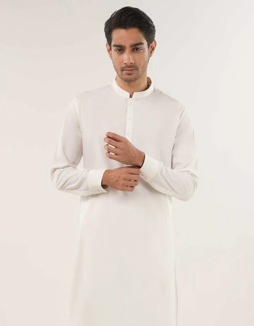 WHITE PLAIN KURTA TROUSERS
