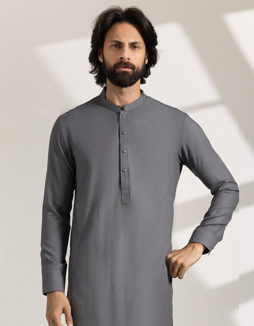 GREY PLAIN KAMEEZ SHALWAR