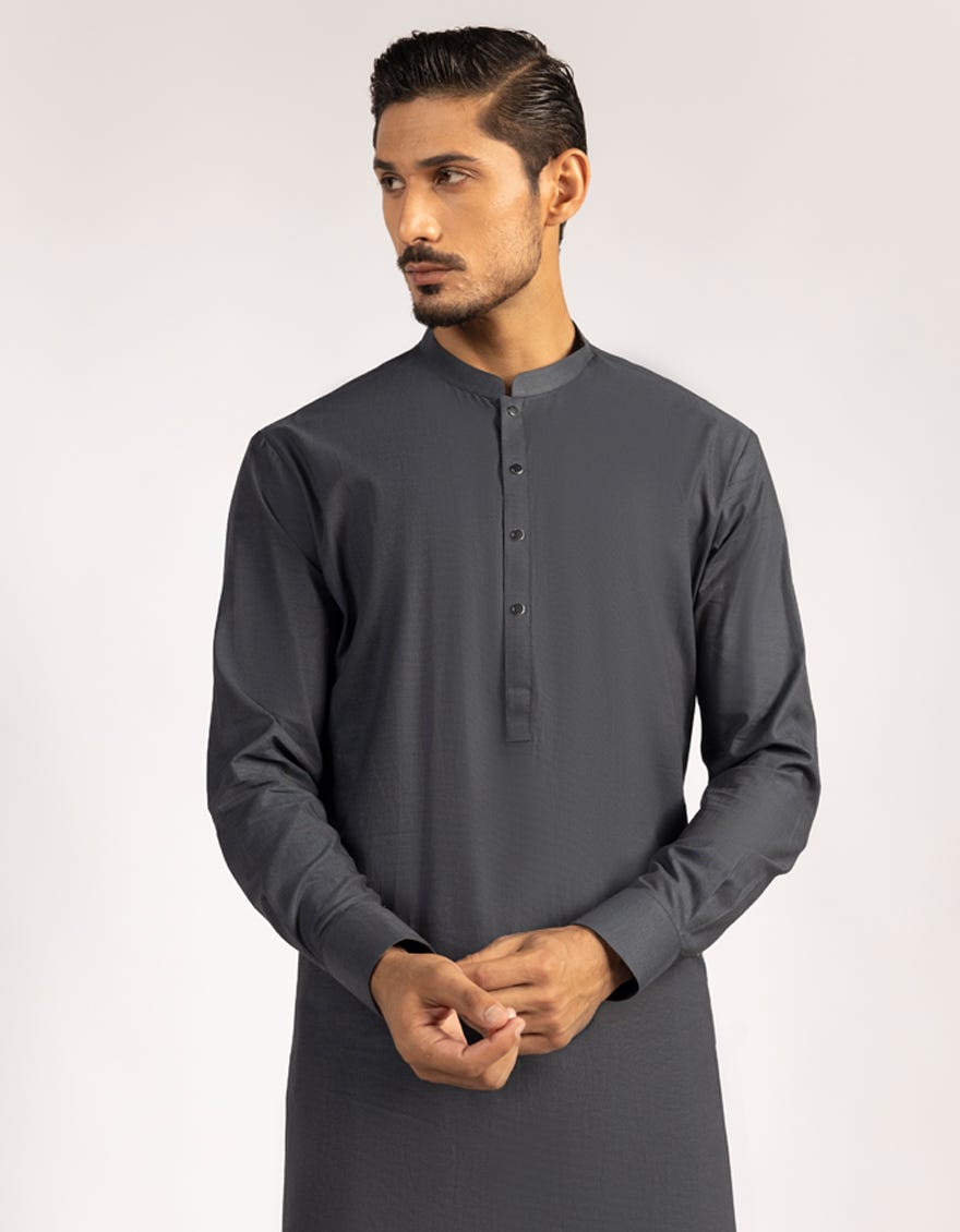 GREY COTTON CASUAL KAMEEZ SHALWAR