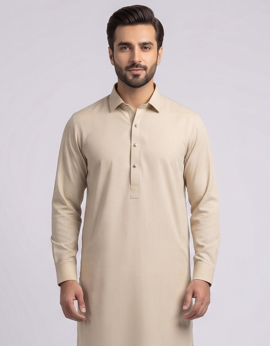 BEIGE BLENDED CASUAL KAMEEZ SHALWAR