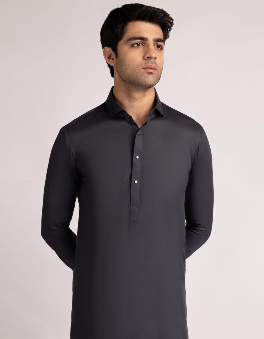 DARK GREY COTTON CASUAL KAMEEZ SHALWAR