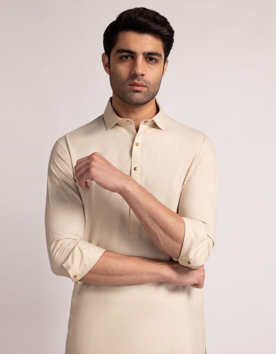 CREAM CASUAL KAMEEZ SHALWAR