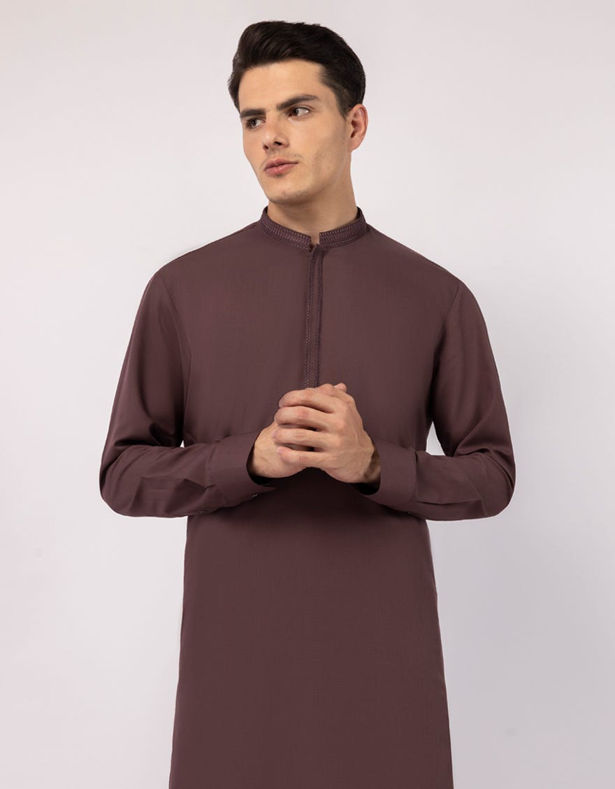 LIVER BROWN SEMI-FORMAL KAMEEZ SHALWAR
