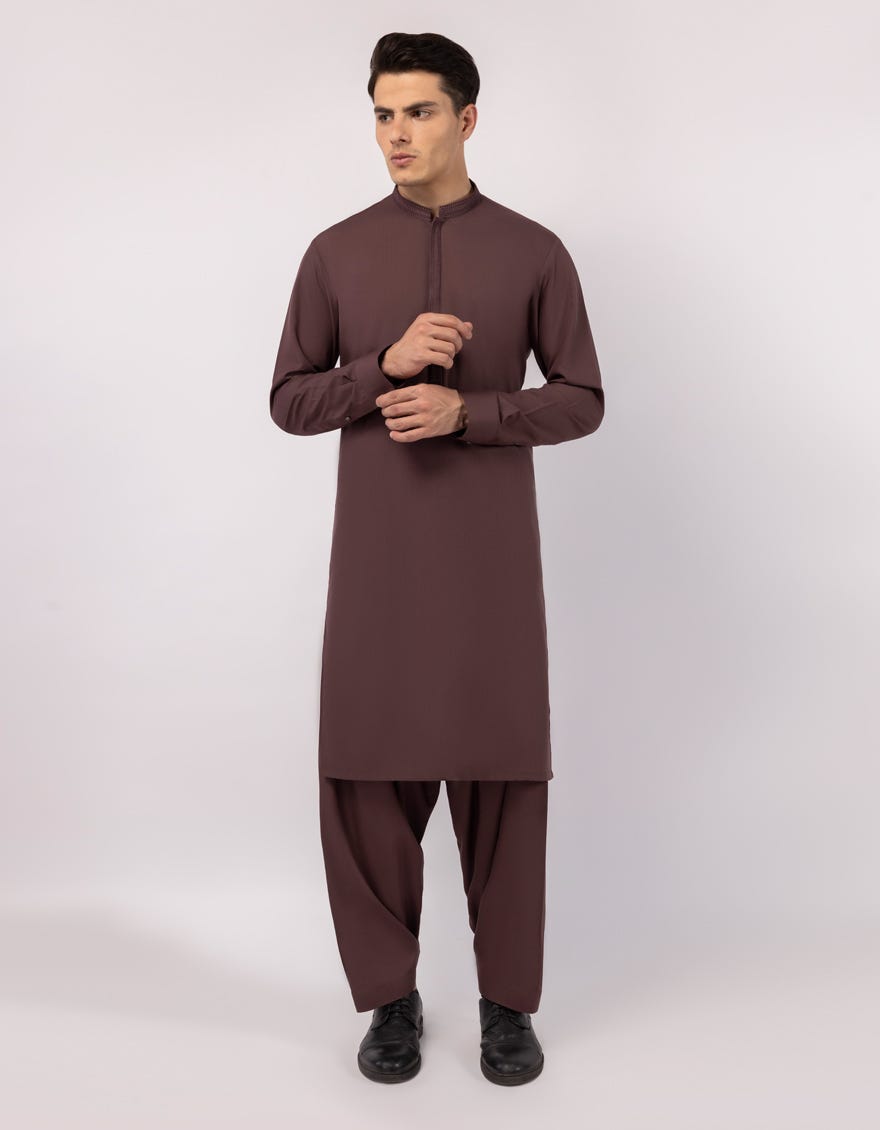 LIVER BROWN SEMI-FORMAL KAMEEZ SHALWAR