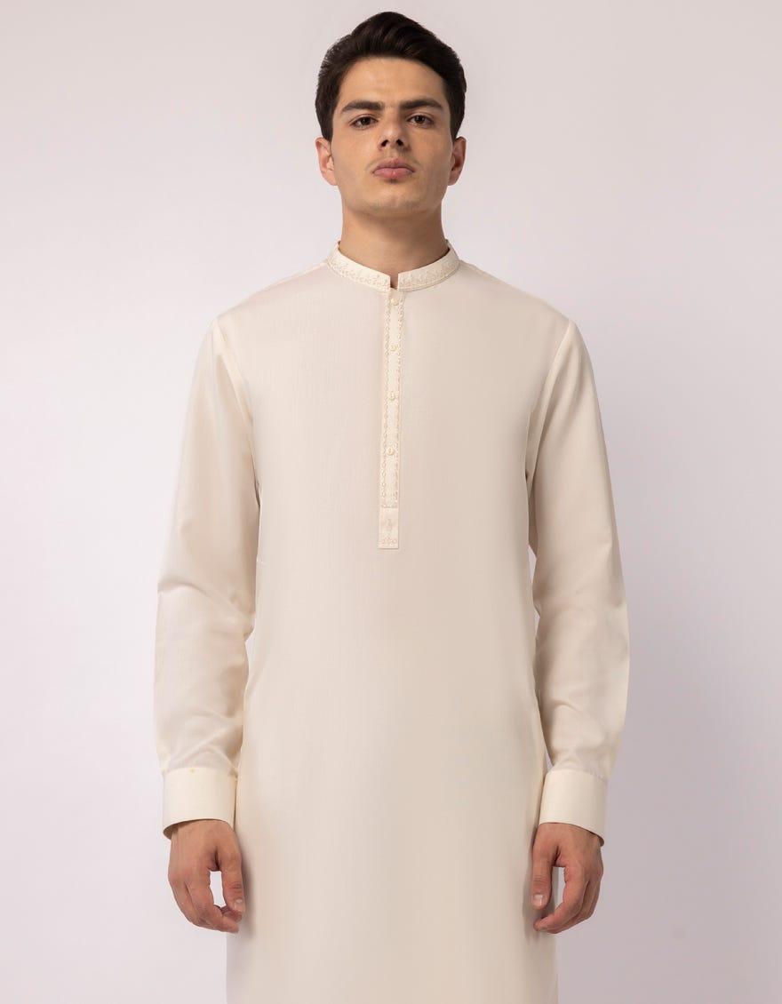 CREAM SEMI-FORMAL KURTA TROUSERS