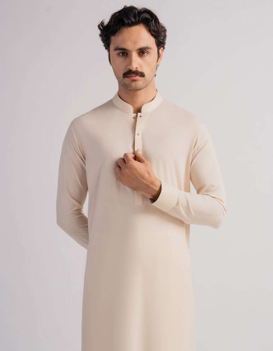 CREAM PLAIN KURTA TROUSERS