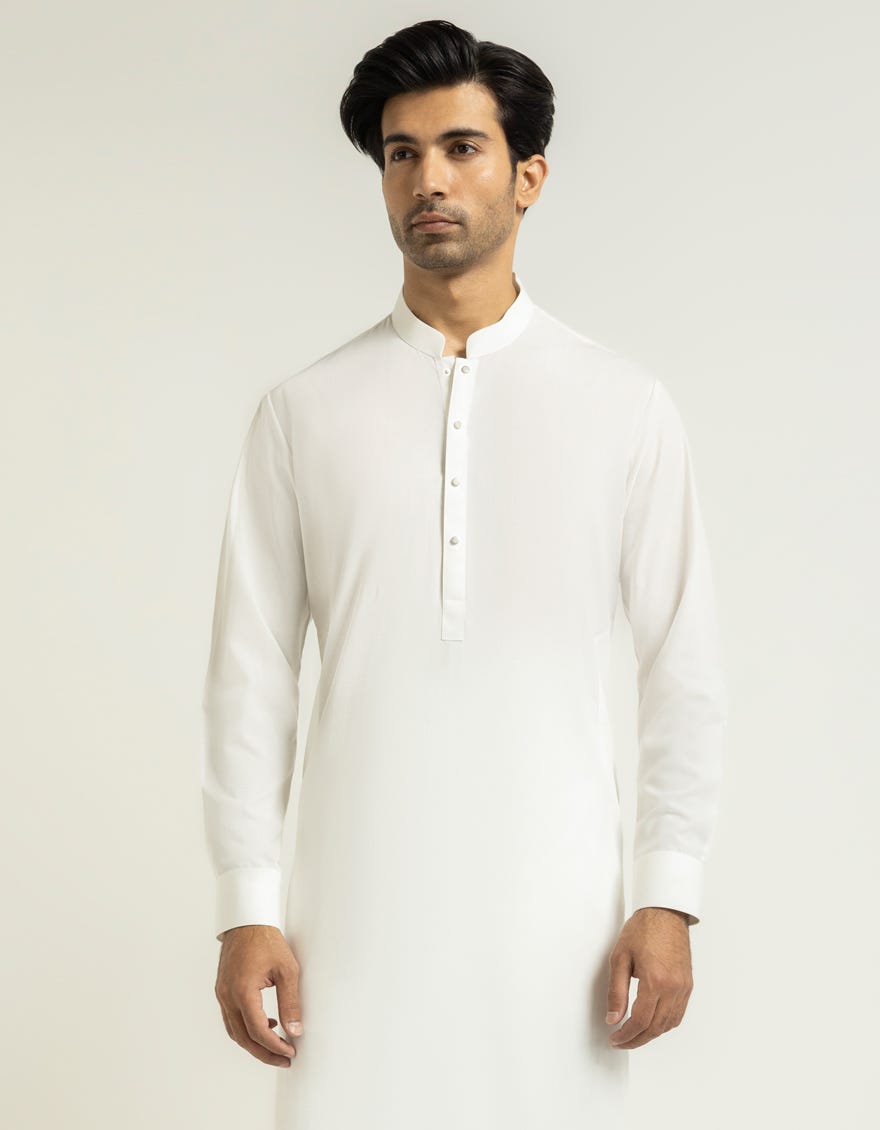 OFF WHITE PLAIN KAMEEZ SHALWAR