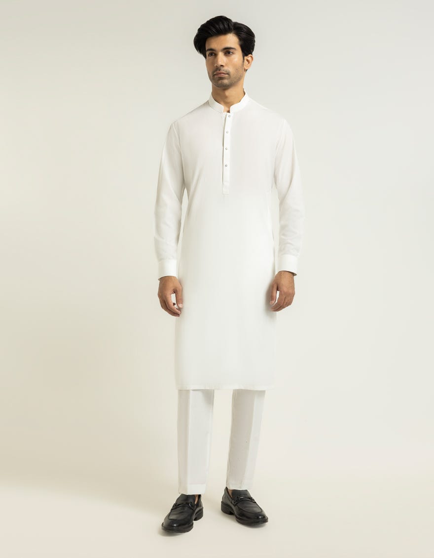 OFF WHITE PLAIN KAMEEZ SHALWAR