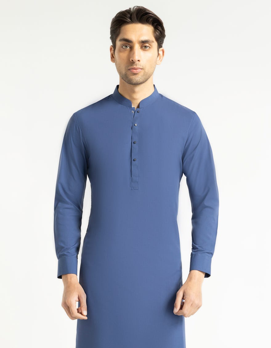 BLUE PLAIN KAMEEZ SHALWAR