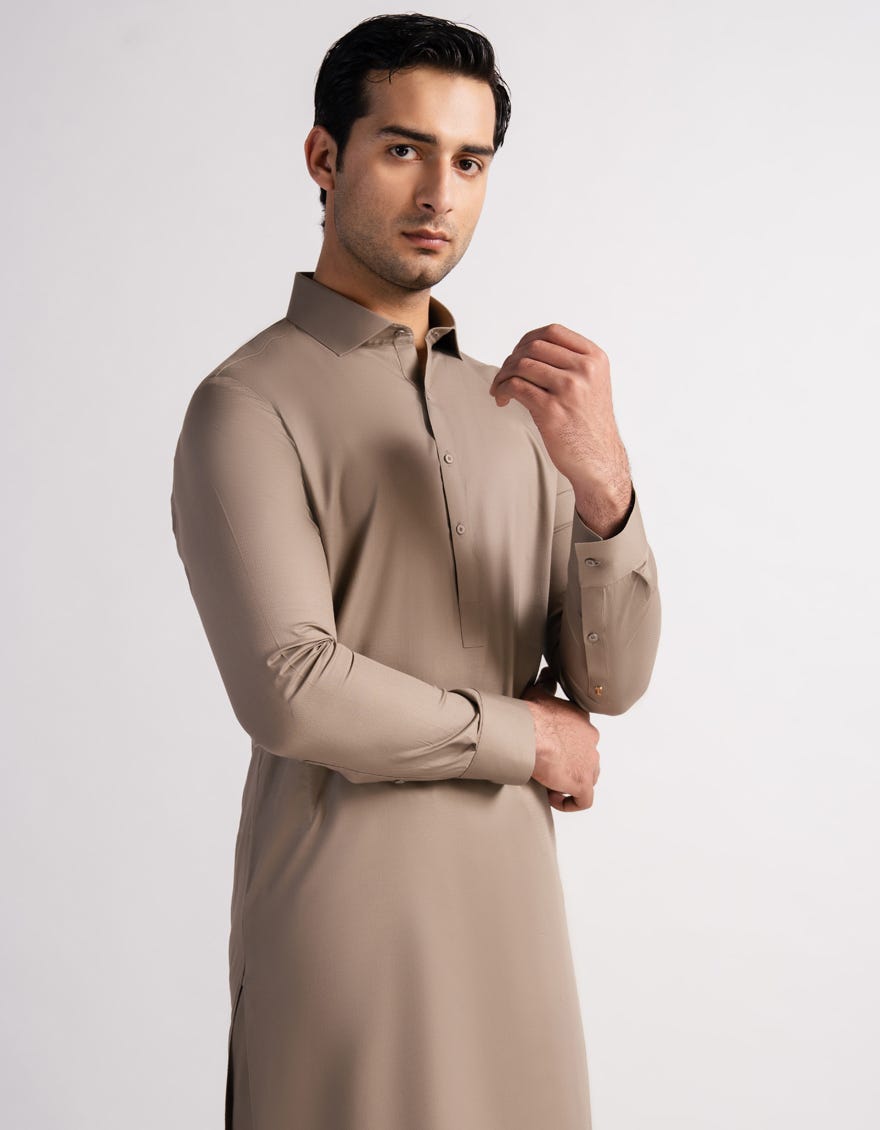 BROWN COTTON CASUAL KAMEEZ SHALWAR