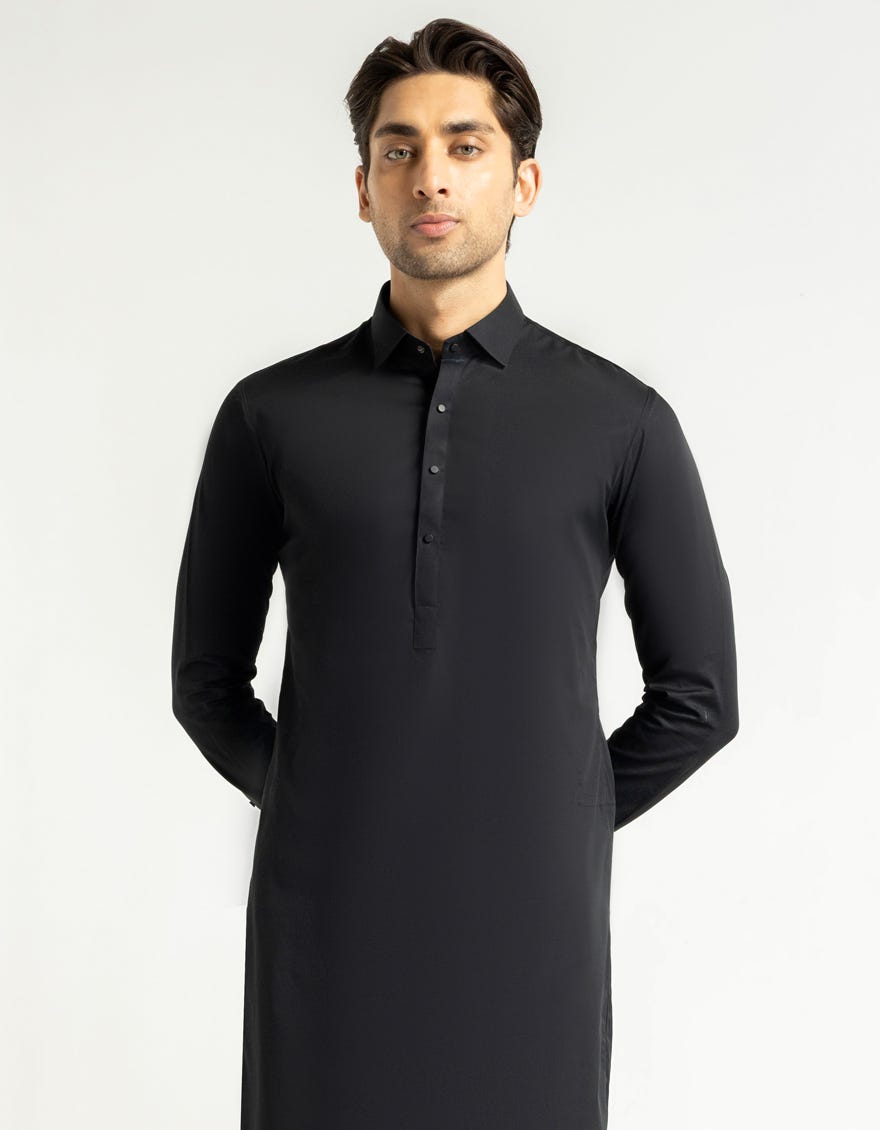 BLACK COTTON PLAIN KAMEEZ SHALWAR