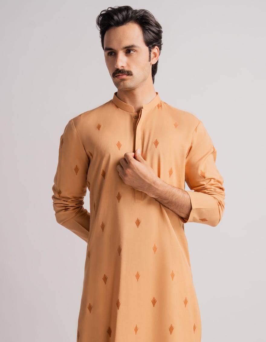 RUST COTTON SEMI-FORMAL KURTA